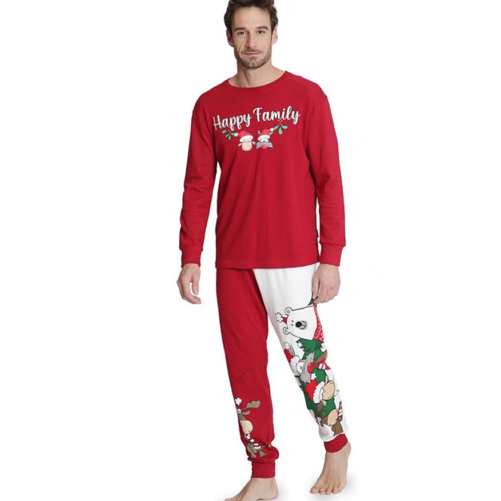 pigiama-happy-family-happy-people-christmas-rosso-bianco-simpatico-simpatia-caldo-cotone